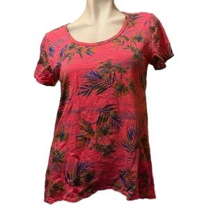 Fresh Produce Tropical Print Pink Short Sleeve Top